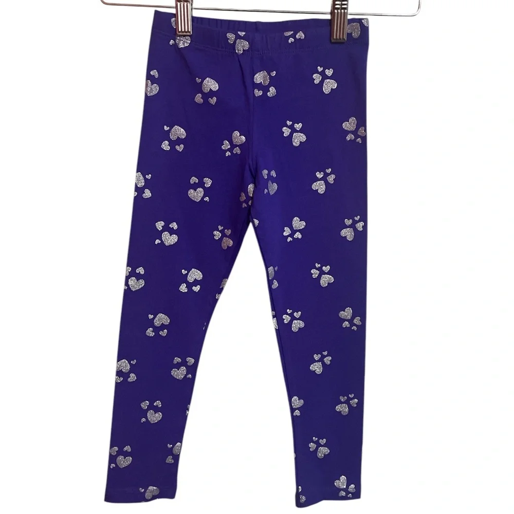 The Children’s Place Kids Purple Heart Print Leggings 5/6